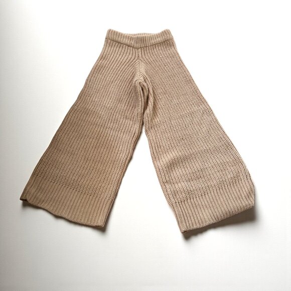 Beige Knit 2-Piece Matching Set – Top + Wide-Leg Pants – Size Small – Excellent - Picture 2 of 6